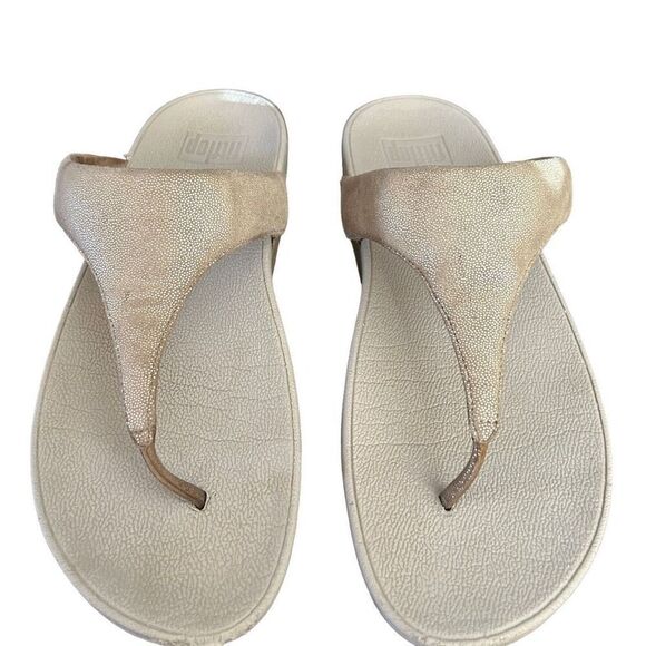 FitFlop Womens Minimalist Lulu Toe Post Sandal Gold Metallic Size 9 - Picture 5 of 9